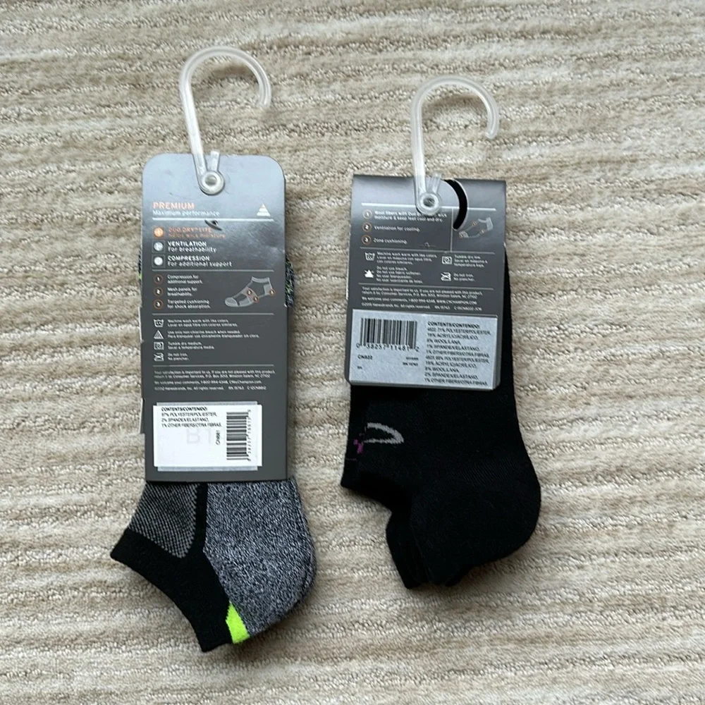 2 Sets of Champion C9 Running Socks Low Cut Wool Blend Compression Size Medium
